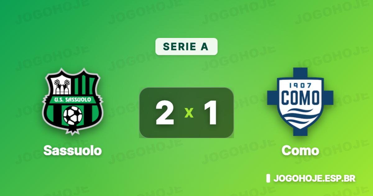 Sassuolo vence o Como por 2 a 1 e aperta disputa na Série A