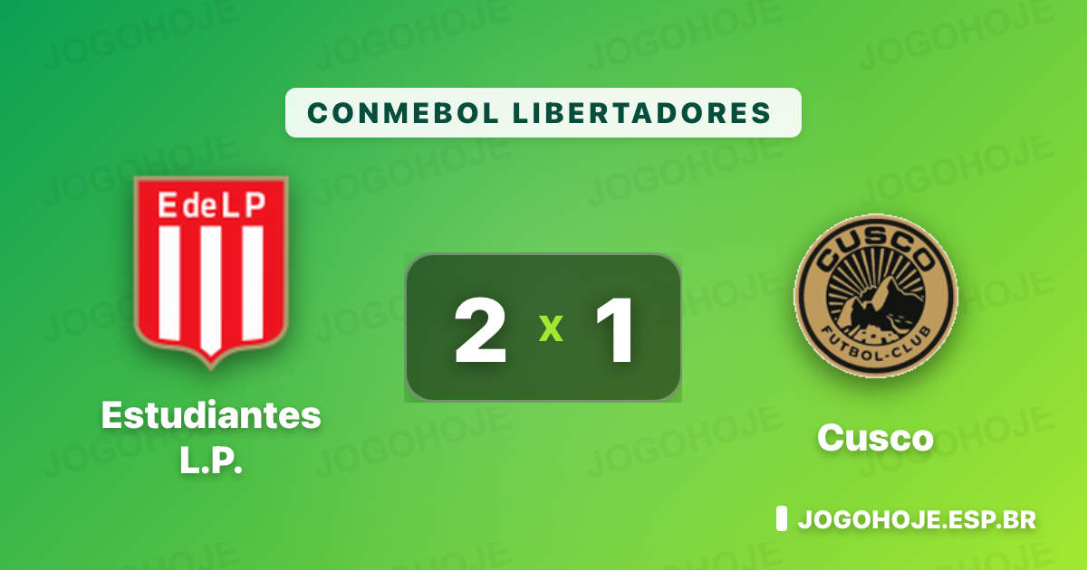 Estudiantes vence o Cusco por 2 a 1 na Libertadores e respira