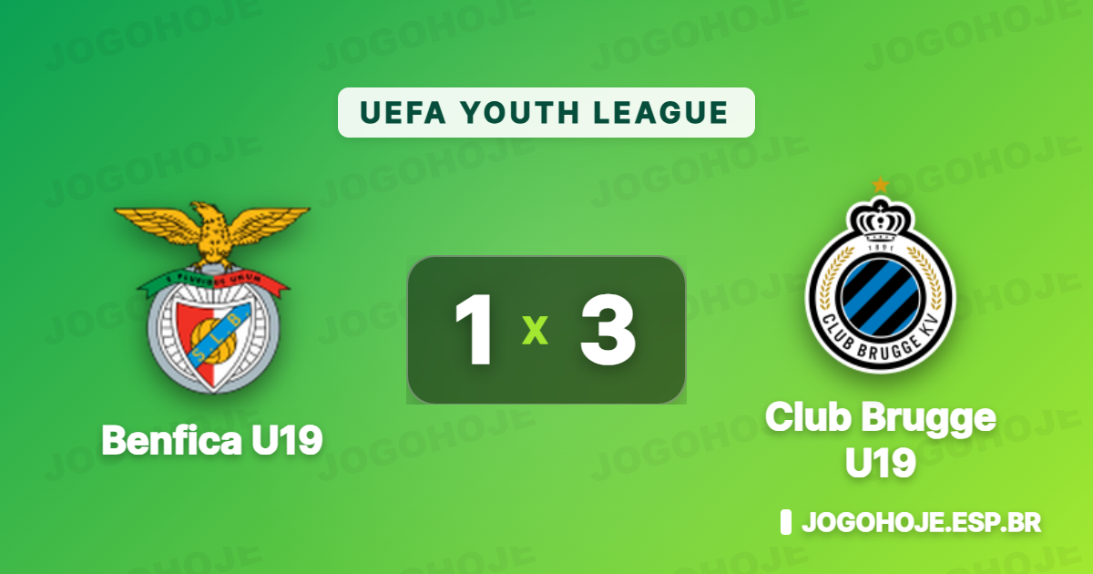 Benfica cai para o Club Brugge e sofre 3 a 1 na Youth League