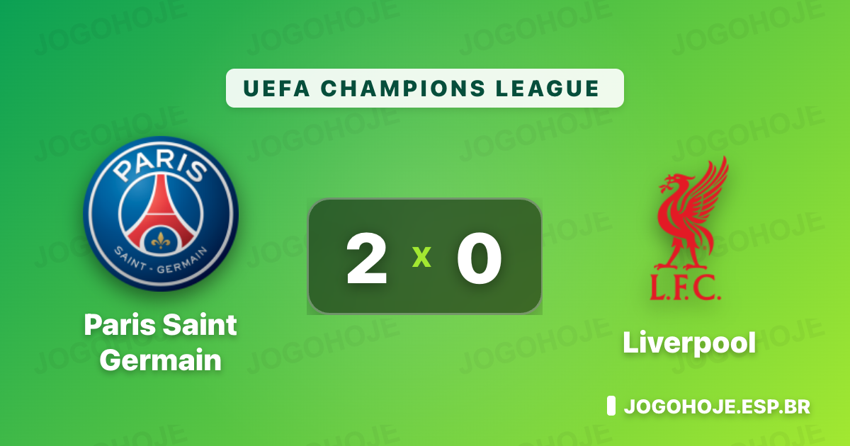 PSG domina, marca cedo e vence Liverpool por 2 a 0 na Champions League