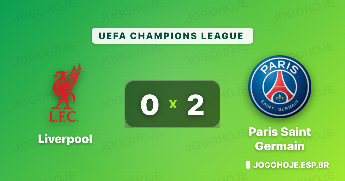 PSG vence o Liverpool por 2 a 0 e bota o Liverpool sob pressão