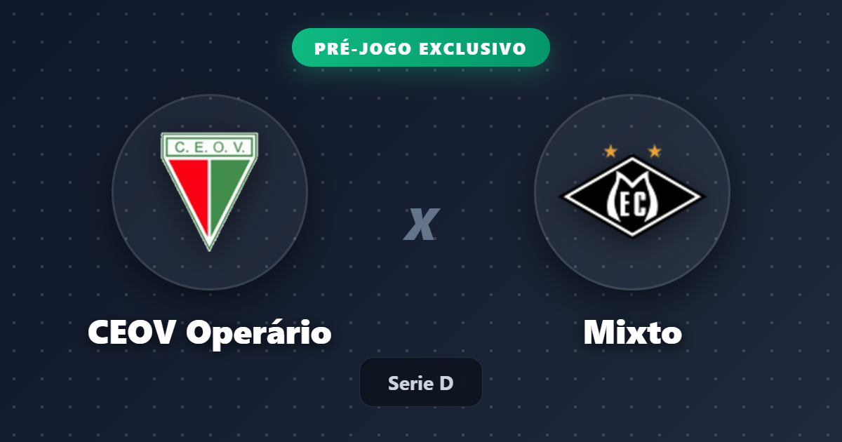 Jogo CEOV Operário x Mixto hoje: onde assistir ao vivo, horário e escalações