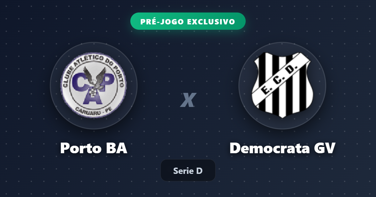 Jogo Porto BA x Democrata GV hoje: onde assistir ao vivo, horário e escalações