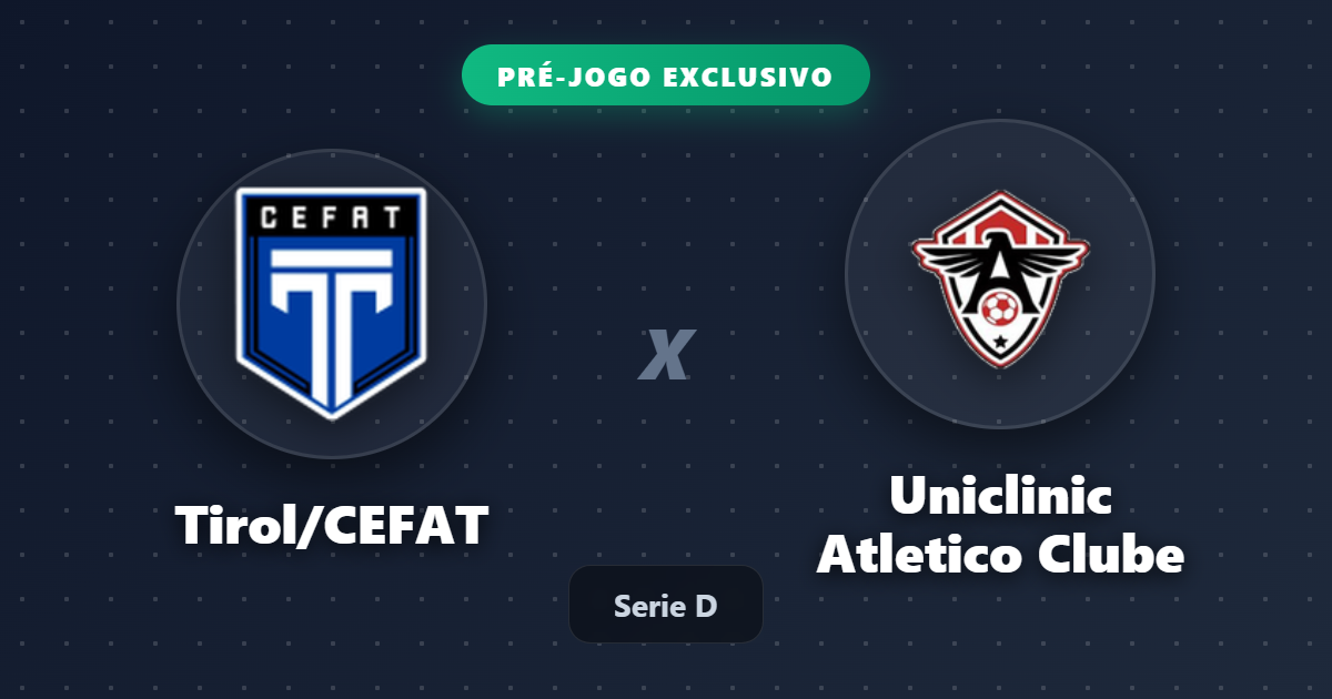 Jogo Tirol/CEFAT x Uniclinic Atletico Clube hoje: onde assistir ao vivo, horário e escalações